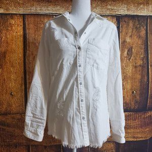 EXPRESS Distressed Boyfriend "Button" Down Shirt